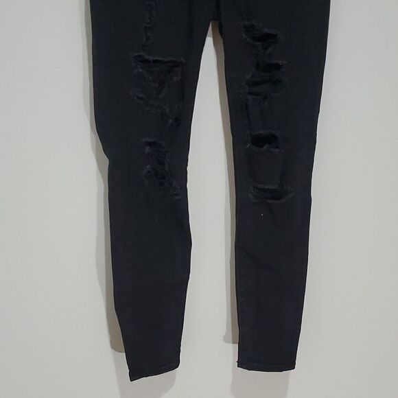 𝅺american Eagle black next level stretch 28x28 size 4 high rise jeggings - Picture 2 of 8